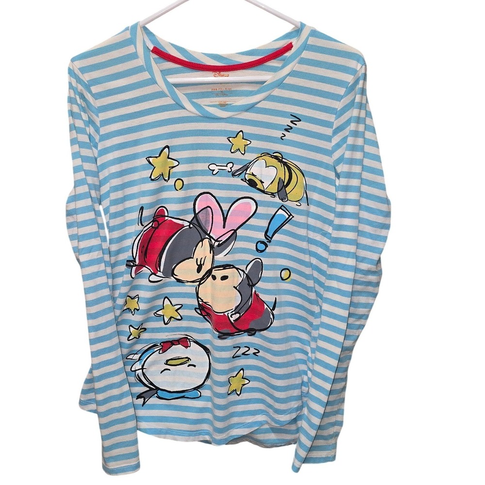 Disney Store Tsum Tsum Mickey Minnie Donald Pluto Striped Long Sleeve‎ Shirt M